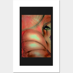 BLUSHED CORAL PIERROT HARLEQUIN CLOWN Posters and Art